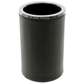 Toothbrush Holder Round Toothbrush Holder Made From Faux Leather in Wenge Finish Gedy AC98-19